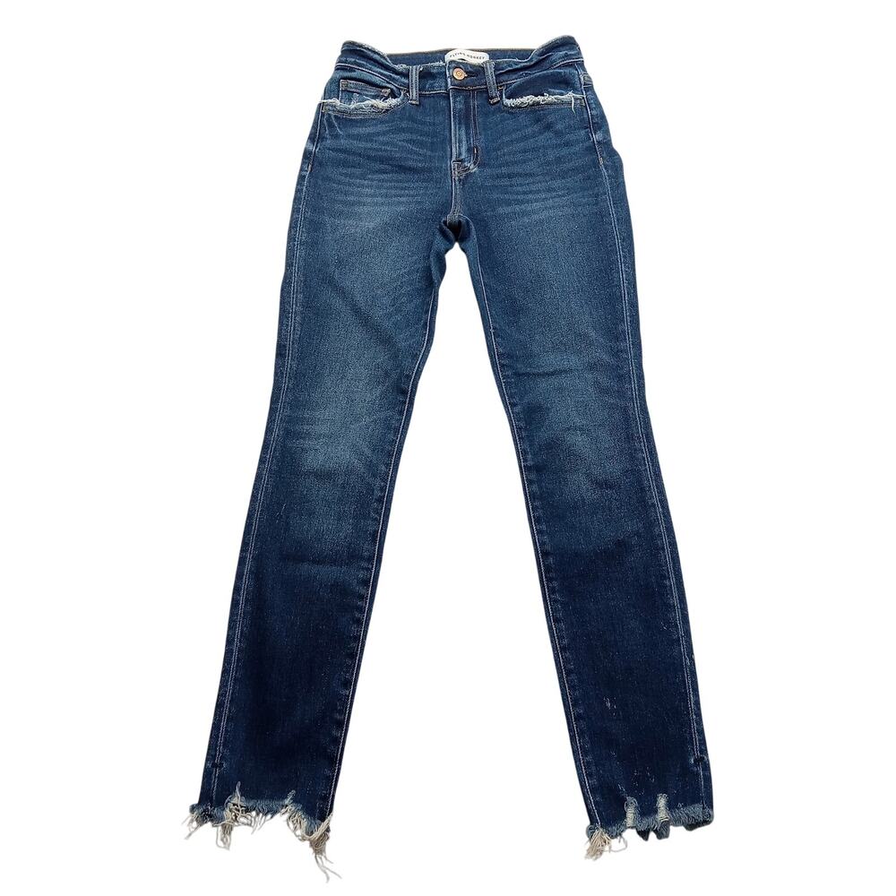 Flying Monkey Dark Blue Distressed Wide Leg Jeans